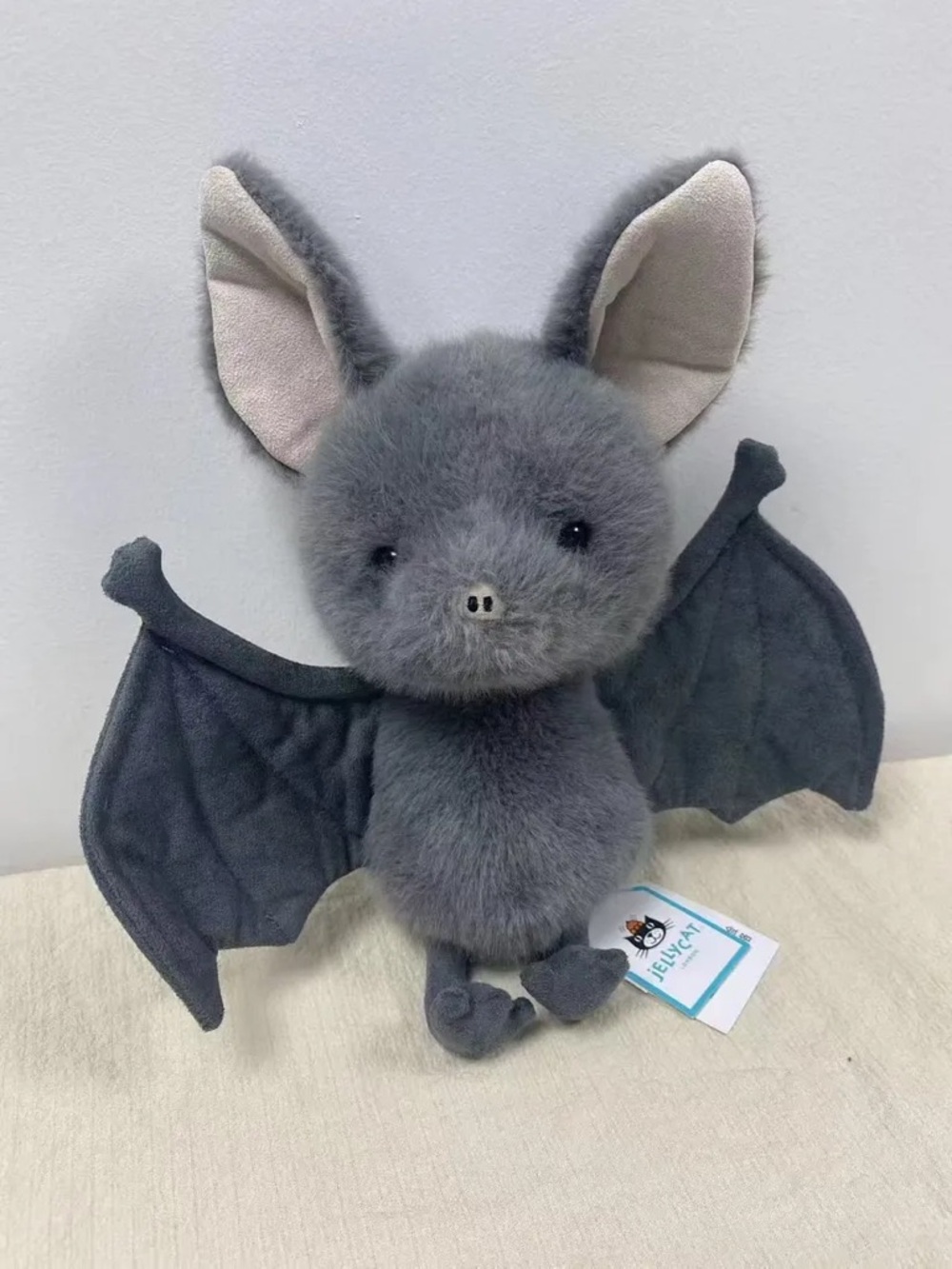 Jellycat Gray Plush Bat with Soft Ears